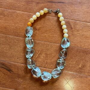 Anthropologie Tan and Green Clear Beaded Necklace